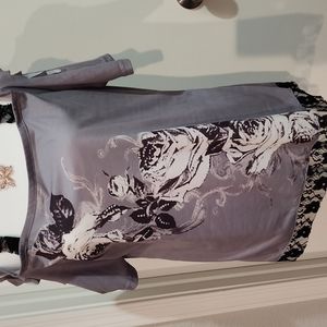 Short  cutout sleeves Lg Grey shirt